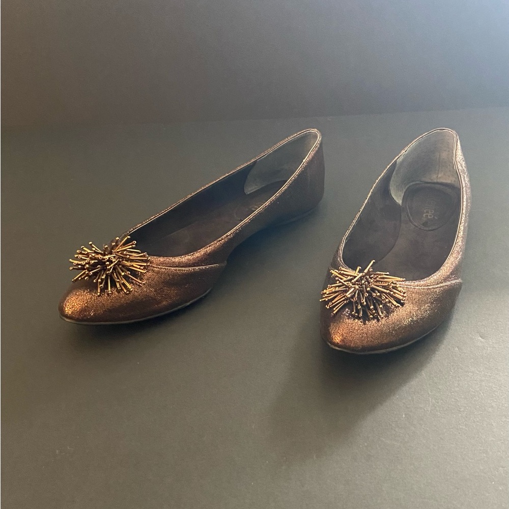 J.Renee Metallic Bronze Flats, size 11